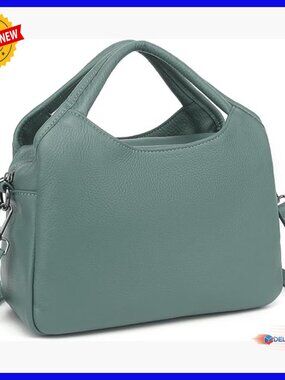 Medium Genuine Leather Hobo Tote with Detachable Strap, 5 Compartments